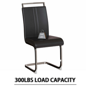 English Elm 63" Modern Brown Mdf Dining Table Set With 4 Pu Armless Chairs & Silver Legs – Stylish Comfort! W2189S00672