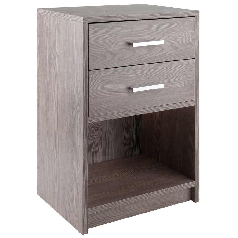 Winsome Wood Molina 2-drawer Accent Table In Ash Gray - Stylish Nightstand With Open Shelf For Storage & Decor Ash Gray Composite Wood ,Metal 16216-winsome-wood