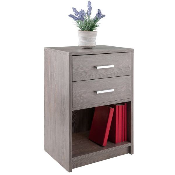 Winsome Wood Molina 2-drawer Accent Table In Ash Gray - Stylish Nightstand With Open Shelf For Storage & Decor Ash Gray Composite Wood ,Metal 16216-winsome-wood