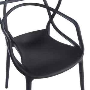 English Elm Pvc Sleek Matte Black Dining Chair Set of 4 for Kitchen Studio or Cafe Use W3766P436153