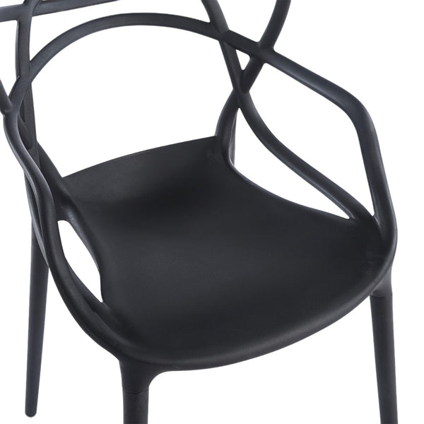 English Elm Pvc Sleek Matte Black Dining Chair Set of 4 for Kitchen Studio or Cafe Use W3766P436153