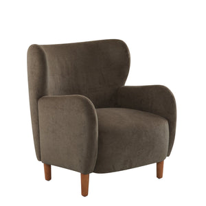 English Elm Christopher Knight Home® - Parmelee Upholstered Wingback Club chair in Velvet with Solid Wood Legs, Mid-Century Comfort Design Almond,Dark Brown,Teak 30.85 L x 30 W x 27 H N776P265764P