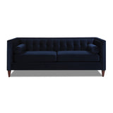 English Elm Jack 84" Modern Tuxedo Tufted Sofa, Dark Navy Blue Performance Velvet