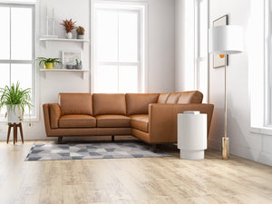 English Elm Erman Genuine Leather Sectional Sofa with Chaise and Mid-century Dowel Legs B183S00113
