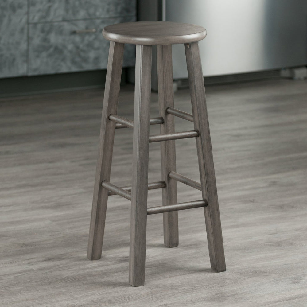 Winsome Wood Ivy Square Leg Bar Stool - Rustic Gray Wooden Design For Kitchen, Den, Or Family Room Decor Rustic Gray Solid Wood 16230-winsome-wood