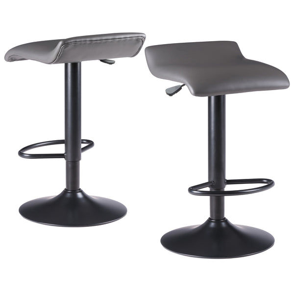 Winsome Wood Tarah Adjustable Swivel Seat Stool Set - Modern Black & Slate Gray Bar Stools For Home Comfort Gray ,Black Polyurethane ,Metal 16232-winsome-wood
