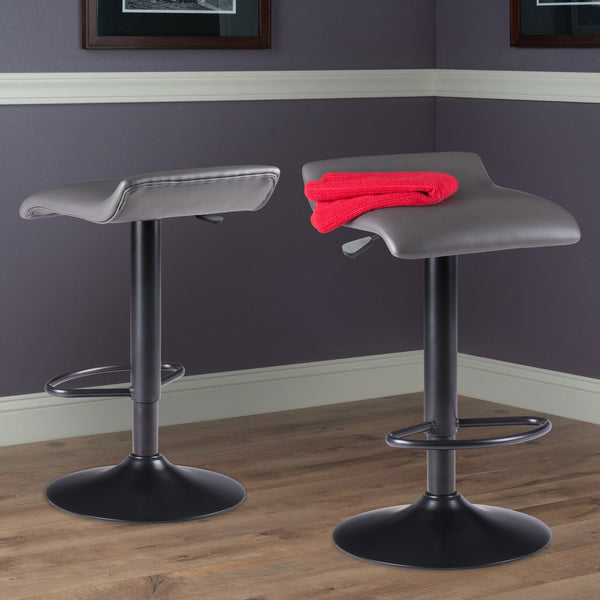 Winsome Wood Tarah Adjustable Swivel Seat Stool Set - Modern Black & Slate Gray Bar Stools For Home Comfort Gray ,Black Polyurethane ,Metal 16232-winsome-wood