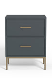 IDEAZ 1623APB Slate Gray Contemporary 2 Drawer Nightstand Slate Gray 1623APB