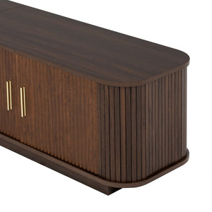 English Elm 70-inch Media Console with Sliding Groove Doors Solid Pine Legs and Cable Management N710P427898P