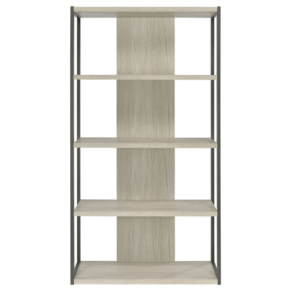 English Elm Loomis White-Washed Grey 4-Shelf Bookshelf 72"H Rustic Modern Open Frame Storage w/ Minimalist Charm B062P344965