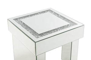 English Elm Noralie Acrylic Diamond Mirrored End Table Glam Accent for Bedroom Decor B2726P455663