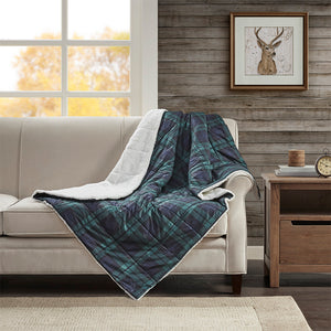 Woolrich Brewster Lodge/Cabin Softspun Down Alternative Filled Throw WR50-1348 Blue