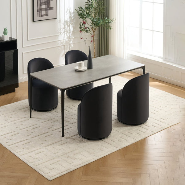 English Elm Set Velvet Swivel Barrel Accent Chair Mid Century Ergonomic Seat for Dining Vanity Dark Grey W3244P308286