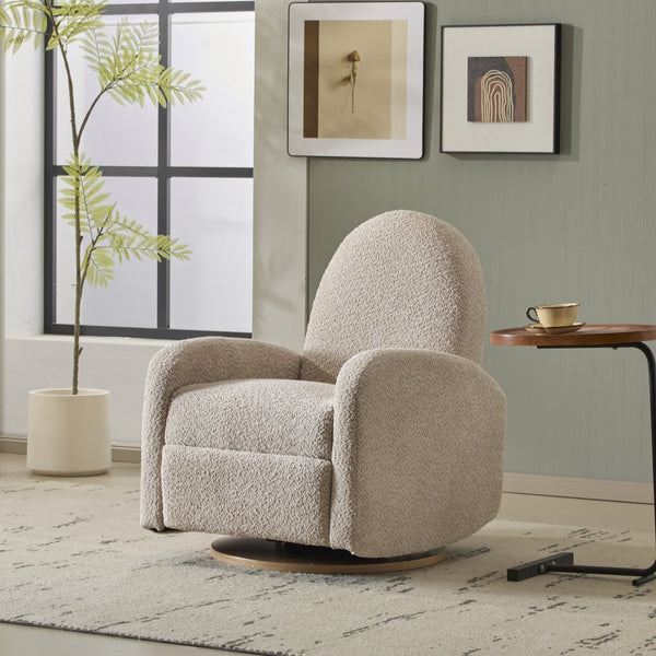 English Elm Christopher Knight Home® - 360 Swivel and Glider Recliner Chair with Boucle Upholstery, Solid Wood Base, Smooth Rocking Comfort Almond N771P207029V