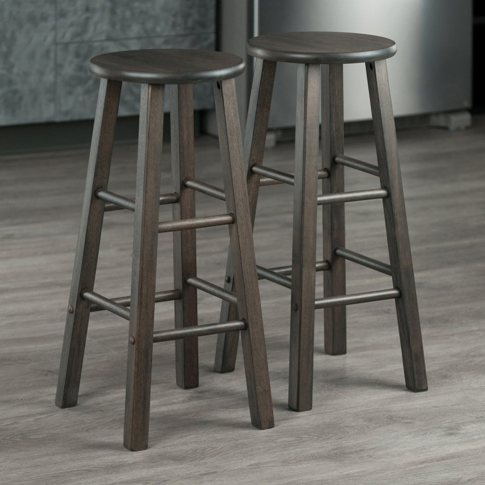 Winsome Wood Element 2-piece Bar Stool Set In Oyster Gray - Stylish, Compact Design For Kitchen & Dining Spaces Oyster Gray Solid Wood 16270-winsome-wood