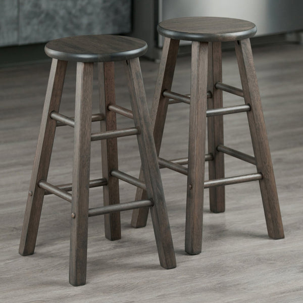 Winsome Wood Element 2-piece Oyster Gray Counter Stool Set For Modern Kitchens - Stylish & Space-saving Design! Oyster Gray Solid Wood 16274-winsome-wood
