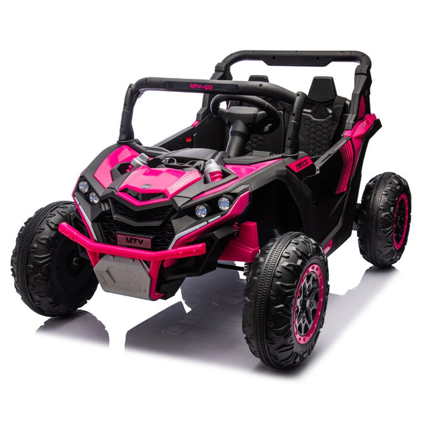 English Elm 24v Two Seat Kids Electric Utv with Parental Remote Suspension Off Road Ride On Pink W1578P184801