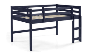 English Elm Lara Twin Loft Bed in Navy Blue Solid Pine with 13 Slat System, Guardrail & Reversible Ladder B2726P277884