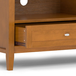 English Elm Warm 72" Low TV Media Stand Light Brown Solid Wood 80" TV Capacity Shaker Design Storage Drawers B136P203481