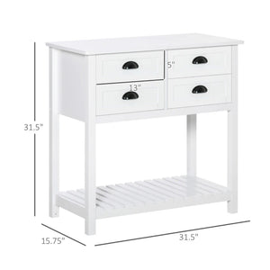 English Elm Foyer Storage Console Cabinet White Mdf Four Drawer Slatted Shelf Entryway Organizer T3971P470198