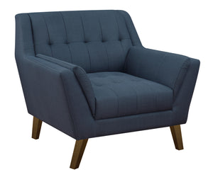 English Elm Wallace & Bay - Blue Accent Chair mid-century navy peacock fabric, 37.4" x 35.4" x 34.6", easy-care stylish comfort B361P384455