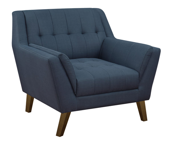English Elm Wallace & Bay - Blue Accent Chair mid-century navy peacock fabric, 37.4" x 35.4" x 34.6", easy-care stylish comfort B361P384455