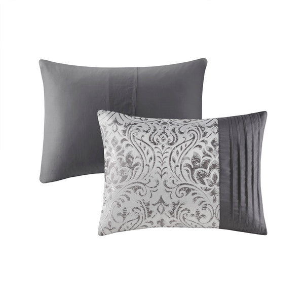 JLA Home Madison Park - 12 Piece Jacquard Comforter Set with Bed Sheets, Damask Metallic Accent 12pc Hypoallergenic Luxury Ensemble MP10-8439