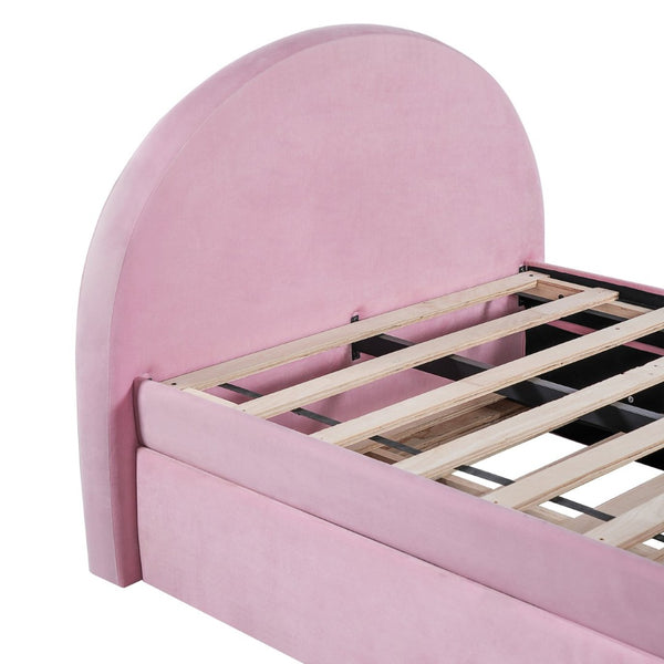 English Elm Twin Upholstered Daybed with Pull Out Trundle Plush Padded Frame for Kids Rooms N757T387568P