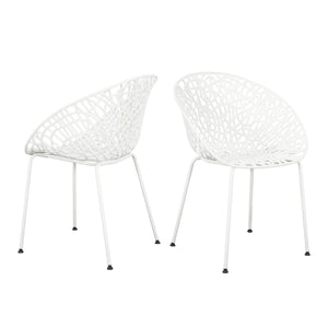 English Elm Christopher Knight Home® - Neiman Outdoor Dining Chair Set of 2 with Weather-Resistant Iron Frame and Perforated Diamond Design White N775P256374W