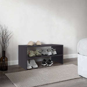 English Elm Silpa Small Shoe Rack - 3 Open Shelves, 23.6" Compact Black Organizer with Top Bench Surface and Modern Finish B200P374505