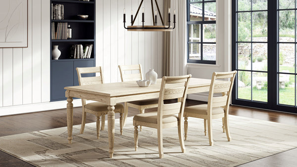 English Elm Ladder Solid Wood Counter Stool with Upholstered Seat, Ladder-Back Comfort and Turned Legs, Warm Finish White 41 L x 20 W x 13.5 H B2699P355856