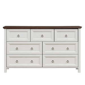 English Elm Farmhouse 7-Drawer Dresser - Rustic Storage Organizer For Bedroom, Living Room & Hallway Decor W2393P195498