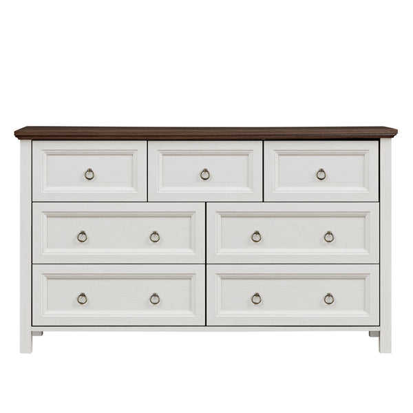 English Elm Farmhouse 7-Drawer Dresser - Rustic Storage Organizer For Bedroom, Living Room & Hallway Decor W2393P195498