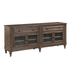 English Elm Middleton Vintage Hazel Wood Media Console with Seeded Glass Doors and Pewter Hardware B108P468539