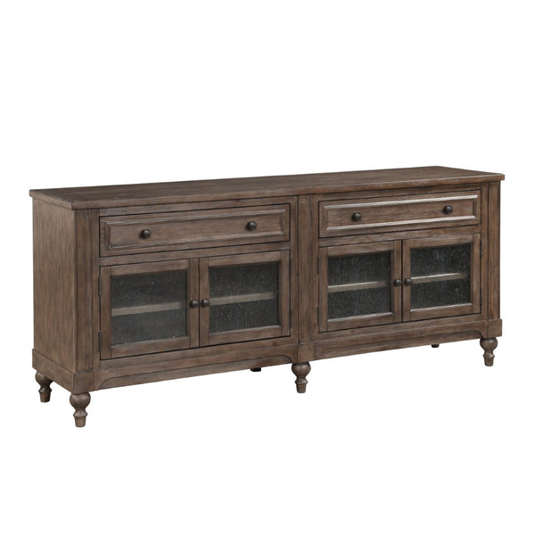 English Elm Middleton Vintage Hazel Wood Media Console with Seeded Glass Doors and Pewter Hardware B108P468539