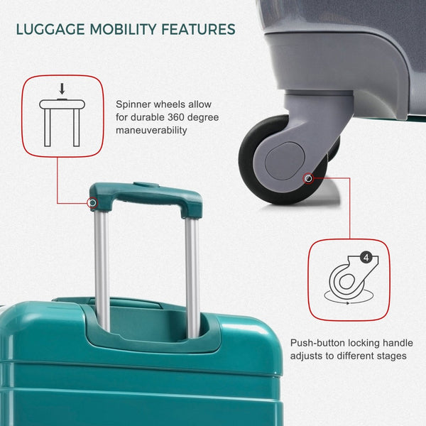 English Elm Luggage Sets 3 Piece Abs Hardshell Spinner Suitcase Collection with Tsa Lock Dark Green N726P281629W