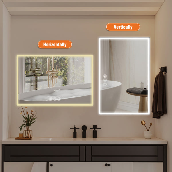 English Elm 48*32In Led Framed Bathroom Vanity Mirror - Anti-Fog, Adjustable Lighting, Durable & Stylish Design W2709P268900