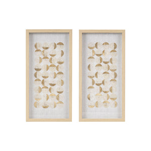 Madison Park Aurelian Emblem Modern/Contemporary Natural Capiz with Gold Foil 2-piece Shadowbox Wall Decor Set MP95B-0288 Natural/Gold