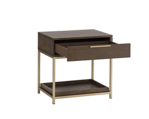 Sunpan Rebel Nightstand - Modern Oak Wood Design with Soft Closing Drawer and Elegant Gold Hardware Accents Small - 23.5W x 17.75D x 23.5H