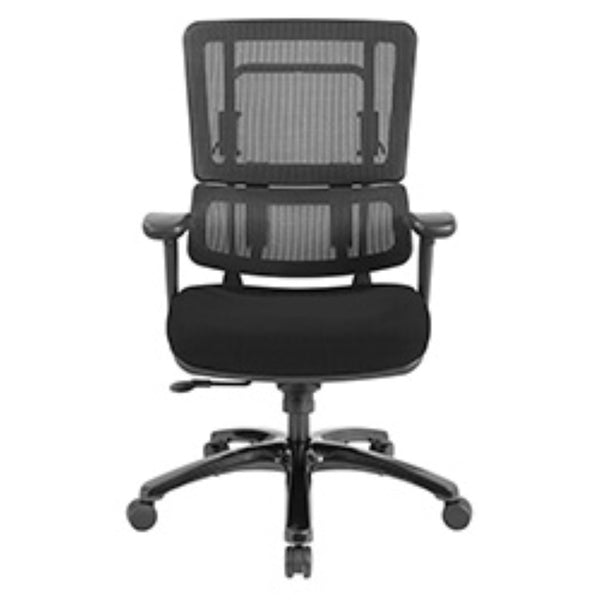 OSP Home Furnishings Vertical Mesh Back Ergonomic Manager Chair with Synchro Tilt and Polished Aluminum Base Black 99663B-3M