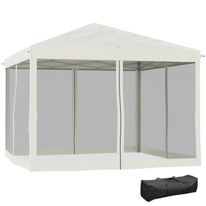 English Elm Outsunny 10' X 10' Instant Pop-Up Canopy Tent With Mesh Walls, Adjustable Height, Portable Carry Bag W2225P174279-GIGA