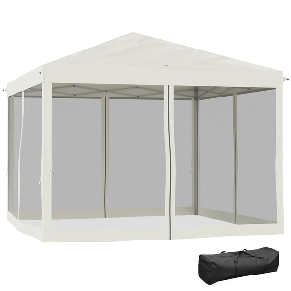 English Elm Outsunny 10' X 10' Instant Pop-Up Canopy Tent With Mesh Walls, Adjustable Height, Portable Carry Bag W2225P174279-GIGA