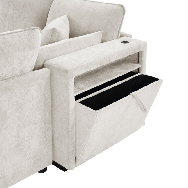English Elm Swivel Barrel Accent Chair Chenille Tufted Round Club Seat for Living Room Lounge Beige N719S002300A