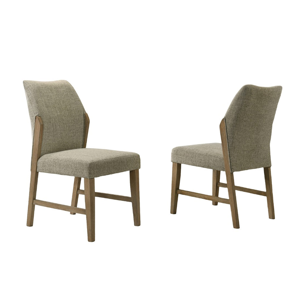 English Elm Set Of 2 Linen Upholstered Dining Chairs – Beige & Rustic Oak For Modern Farmhouse Elegance B016P392432-GIGA