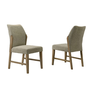 English Elm Set Of 2 Linen Upholstered Dining Chairs – Beige & Rustic Oak For Modern Farmhouse Elegance B016P392432-GIGA