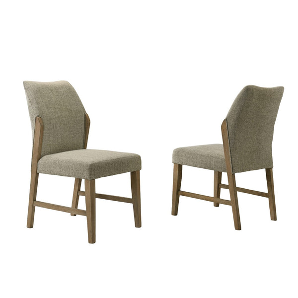 English Elm Set Of 2 Linen Upholstered Dining Chairs – Beige & Rustic Oak For Modern Farmhouse Elegance B016P392432-GIGA