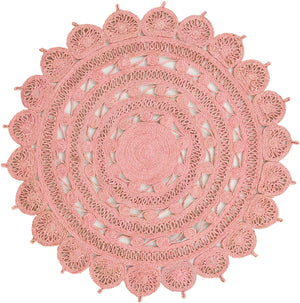 Unique Loom Braided Jute Punita Hand Braided Novelty Rug Pink,  5' 1" x 5' 1"
