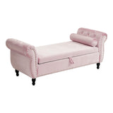 Christopher Knight Home® - Noble House - - Velvet Multifunctional Storage Rectangular Ottoman Bench With 1 Pillow, Pink