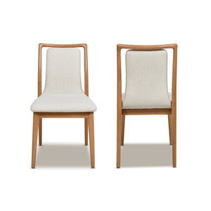 English Elm Jennifer Taylor Home - Scandi Natural Light Brown Wood Dining Chair Set of 2 — White Stain‑Resistant Polyester, Solid Rubberwood Finish B2719P238261