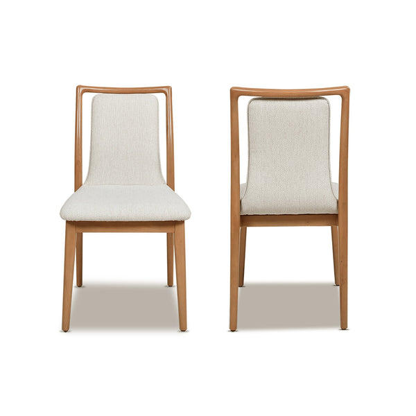 English Elm Jennifer Taylor Home - Scandi Natural Light Brown Wood Dining Chair Set of 2 — White Stain‑Resistant Polyester, Solid Rubberwood Finish B2719P238261